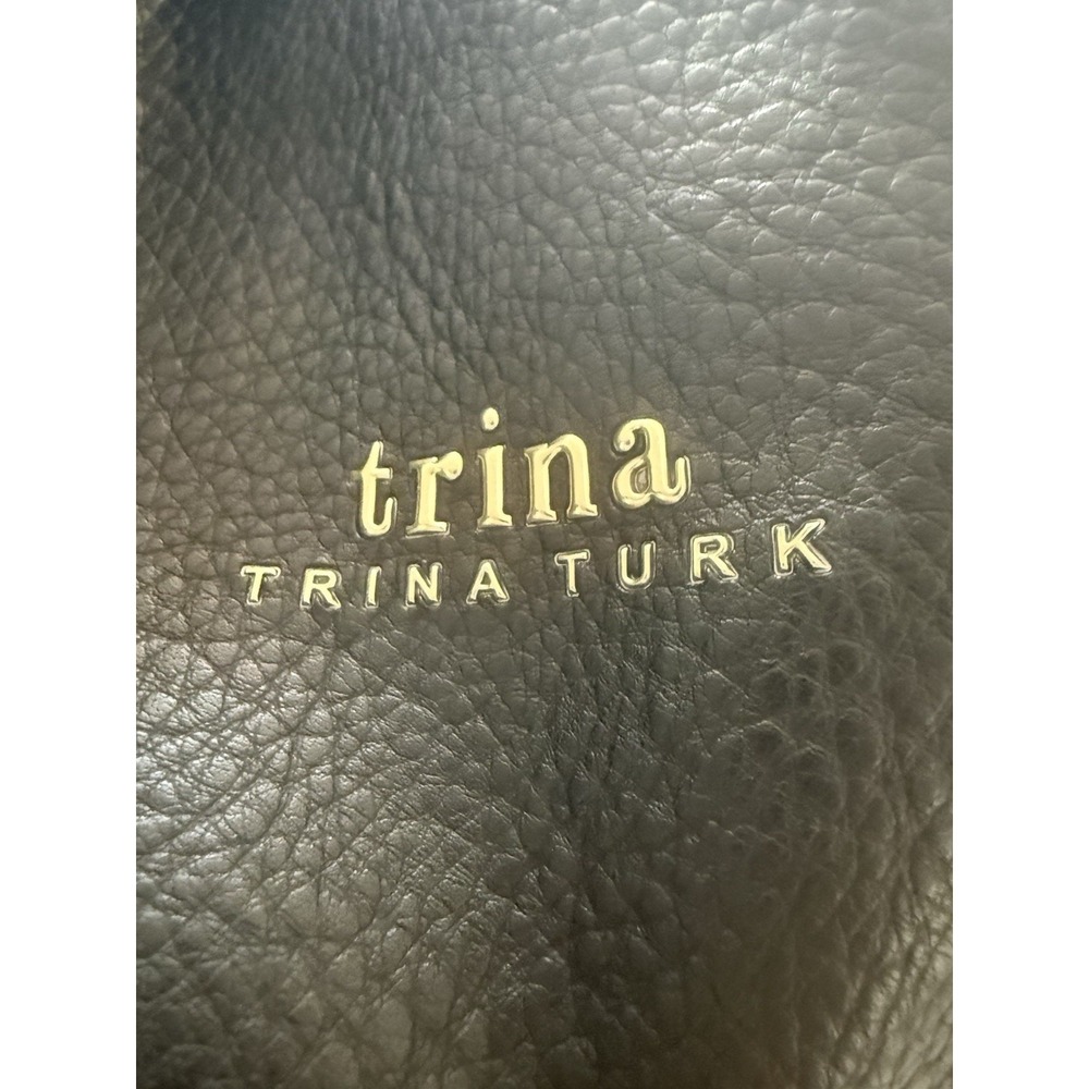 Trina‎ Turk Medium Gathered Tote Black Double Handle & Shoulder Strap Zip Pouch - Picture 2 of 5